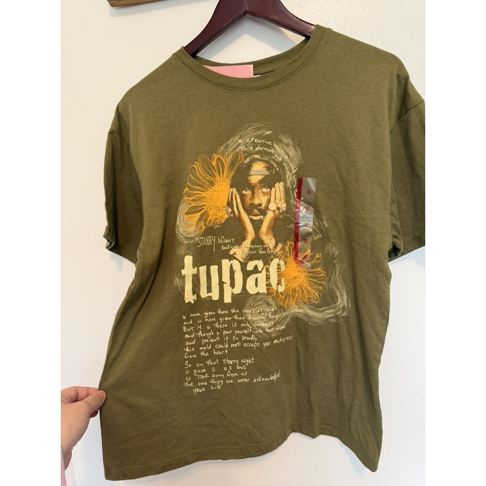 2Pac Official Sunflowers Green Short Sleeve T-Shirt Size XS FAST SHIPPING